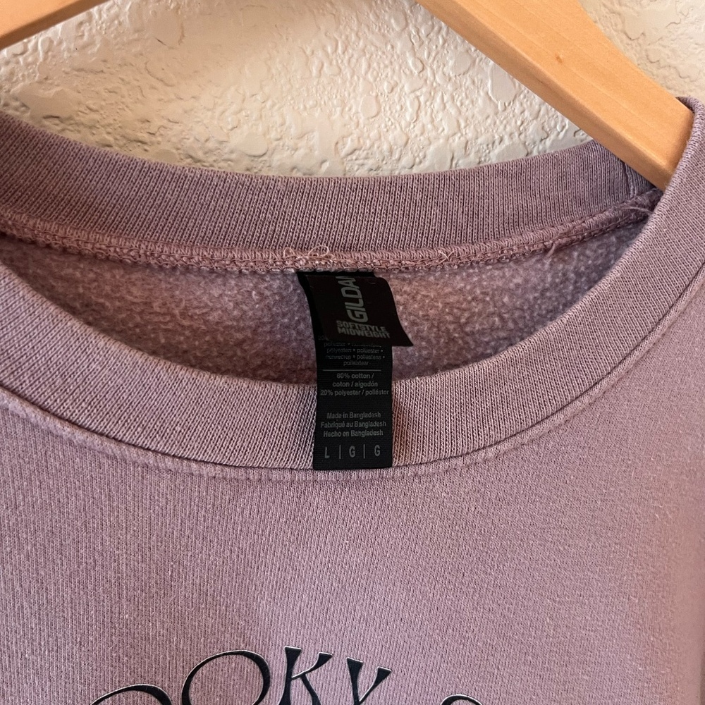 Oversized SPOOKY SEASON Cotton Crewneck Sweater in Mauve Purple - Picture 5 of 6